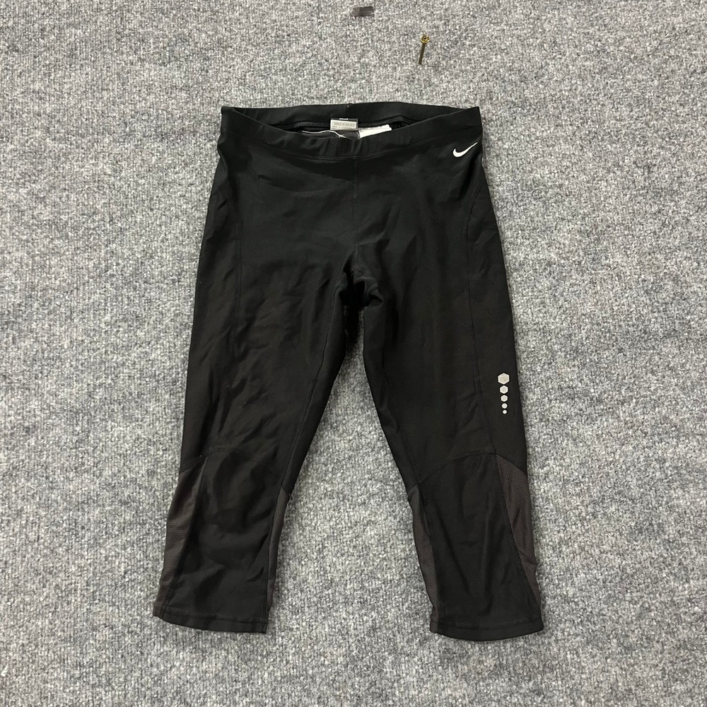 Nike Leggings Womens Size XS Black Dri-Fit Cropped Running Mesh Athletic